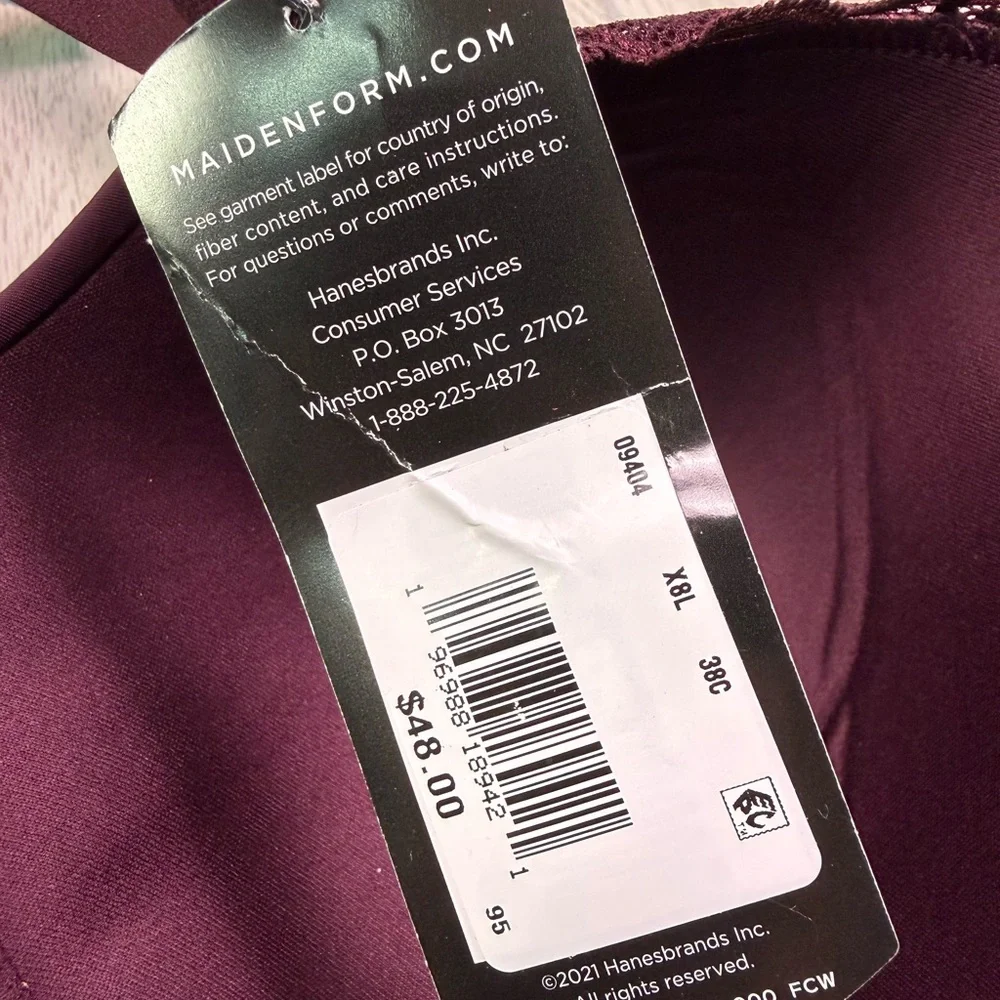 Maidenform‎ Lace-Trim Bra - Plum